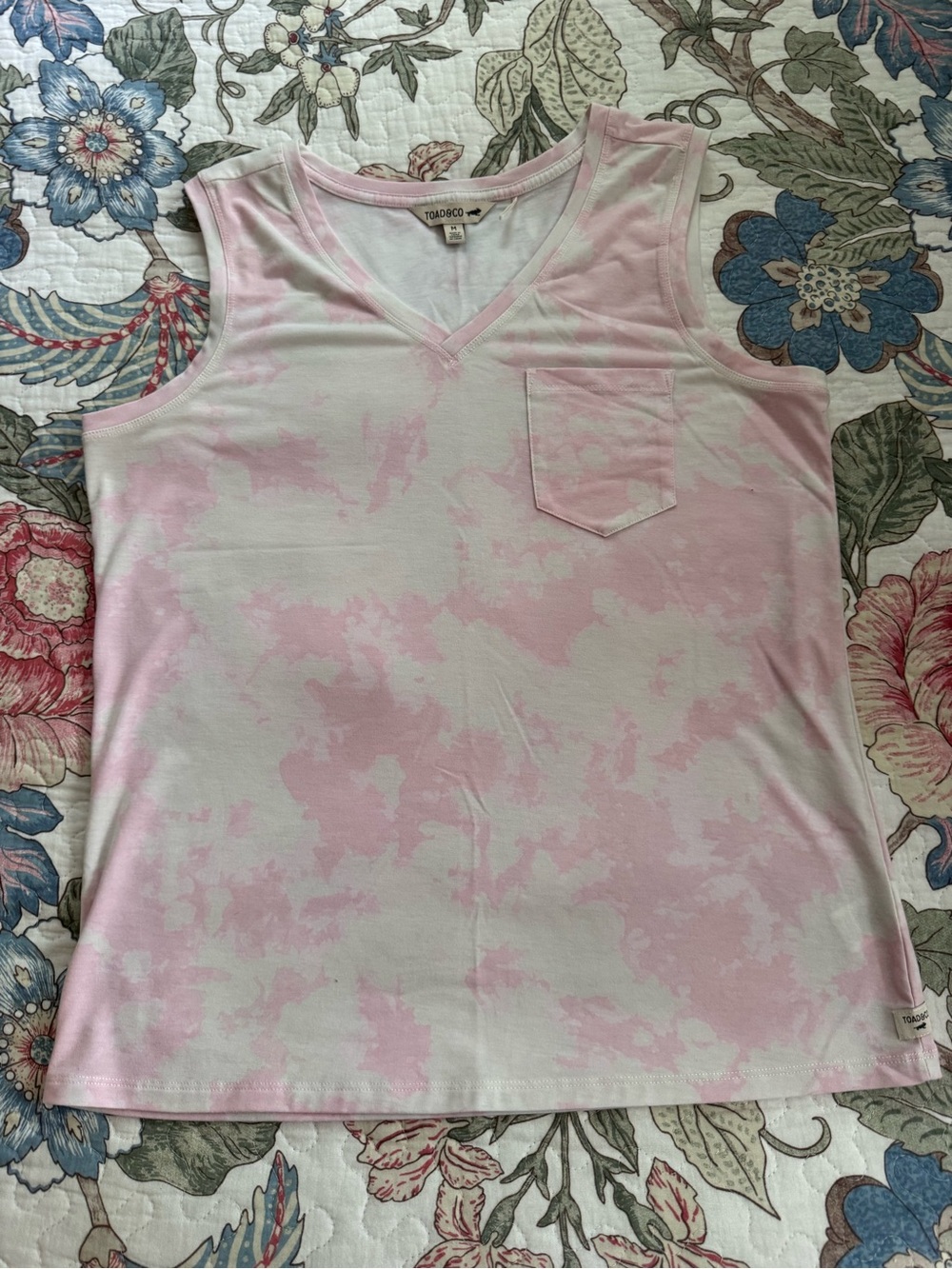 Toad & Co. Pink Tie-Dye V-Neck Tank Top
